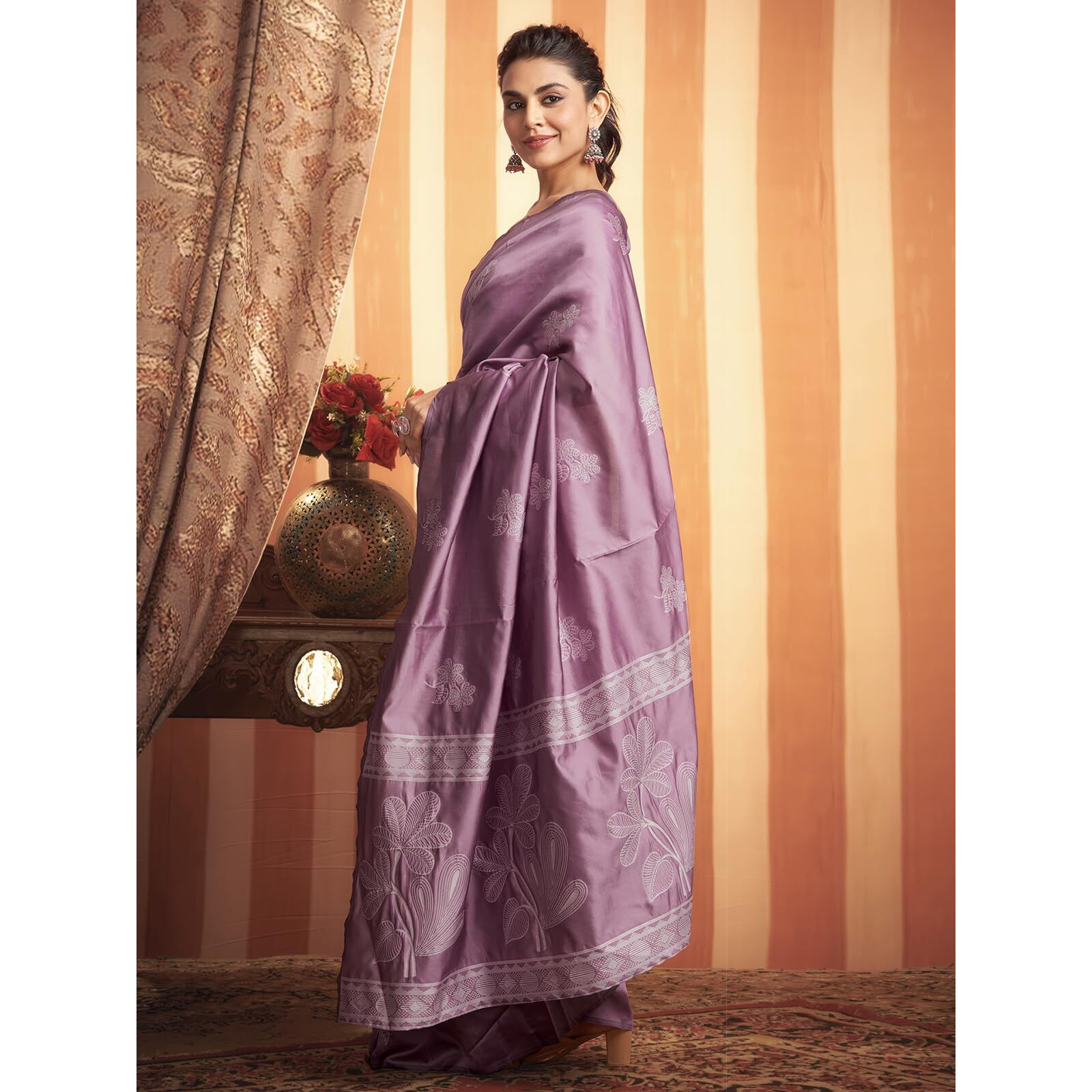 Satrani Women's Silk Blend Banarasi Jacquard Saree With Unstitched Blouse Piece (3882S192N_Mauve)