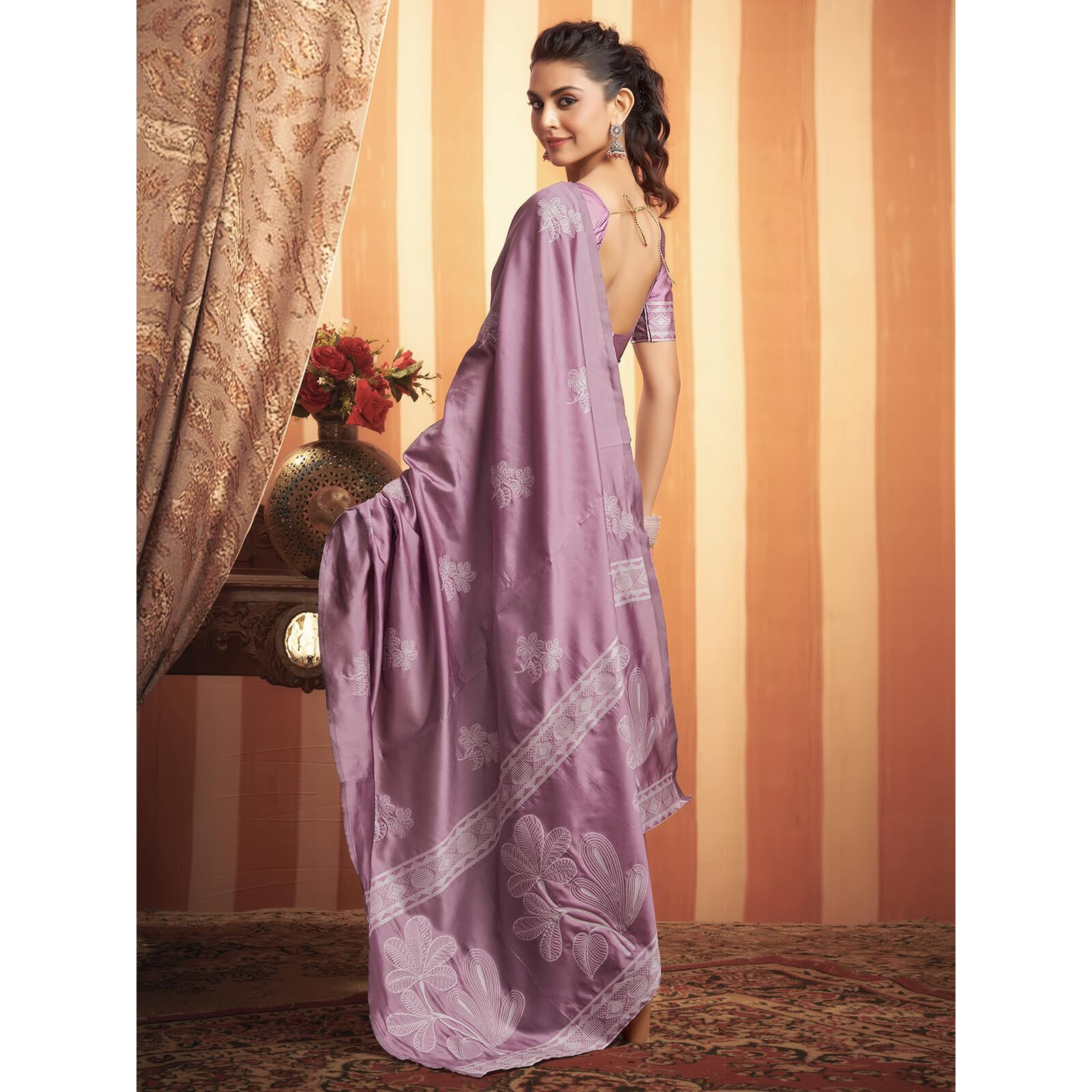 Satrani Women's Silk Blend Banarasi Jacquard Saree With Unstitched Blouse Piece (3882S192N_Mauve)