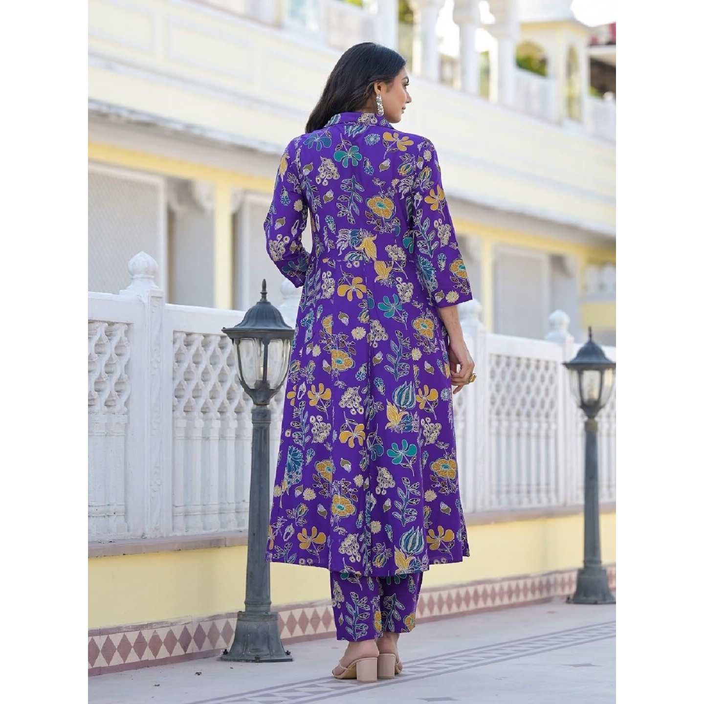 Stylum Women's Floral Printed Rayon Co-Ord Set (Csnainavoil36_Purple, S)