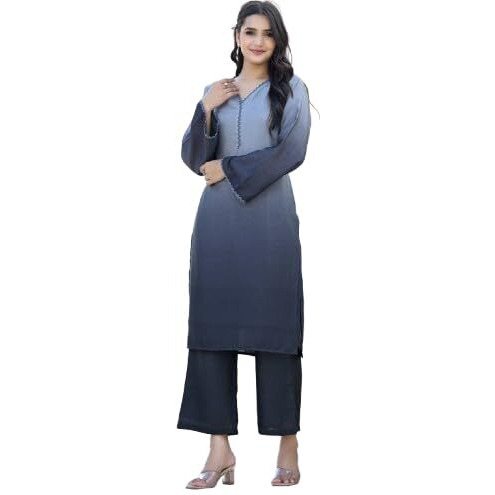 Varanga Women Ombre Grey A-Line Kurta Set
