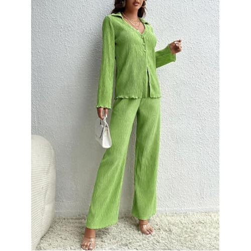 Greciilooks Co Ord Set For Women | Co Ord Set For Women Stylish | Textured Co Ord Set For Women | Travel Co Ord Set For Women | Full Sleeve Women Co-Ord Set (In, Alpha, 3Xl, Regular, Green)