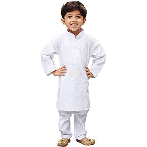 Vastramay Boys' White Pure Cotton Kurta Pyjama Set  Festive/Wedding Special Ethnic Wear