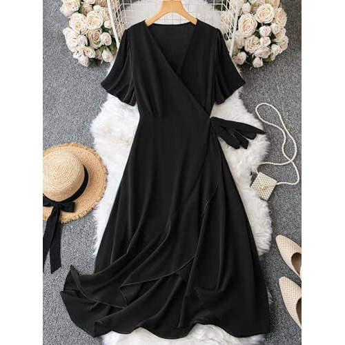 Lymio Dresses For Women || Western Dresses For Women || Dress For Women || Dresses (695-698) (S, Black)