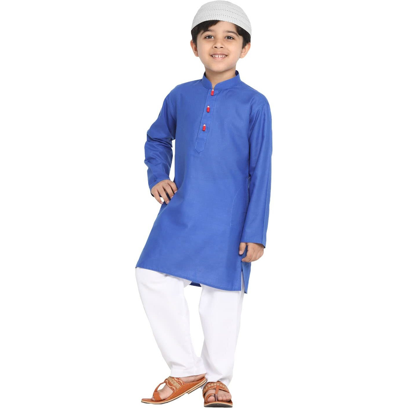 Jbn Creation Boys' Dark Blue Cotton Blend Kurta And Pyjama Set_Jbnbk066Bunpwh_24