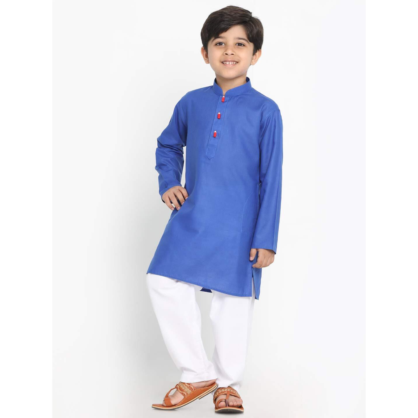 Jbn Creation Boys' Dark Blue Cotton Blend Kurta And Pyjama Set_Jbnbk066Bunpwh_24