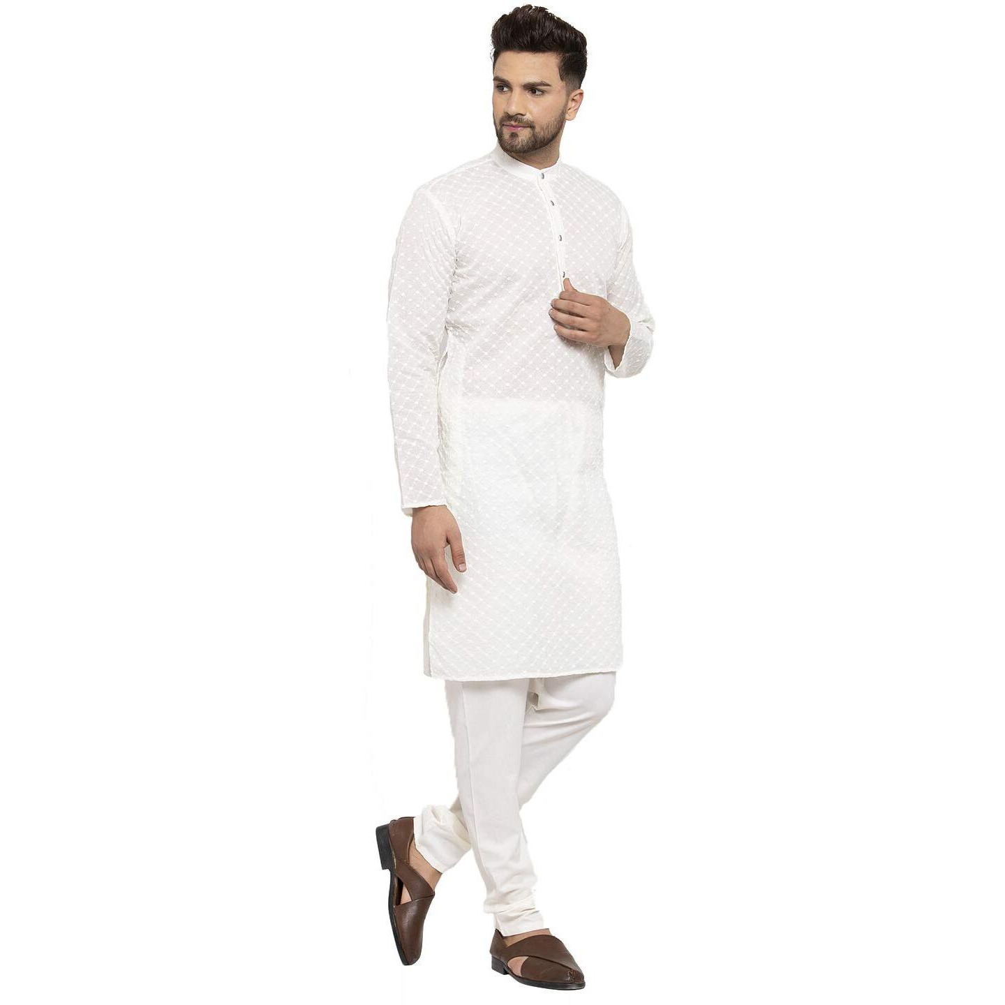 Jompers Men's Chicken Cotton Kurta Pyjama. (Cream, Xl)