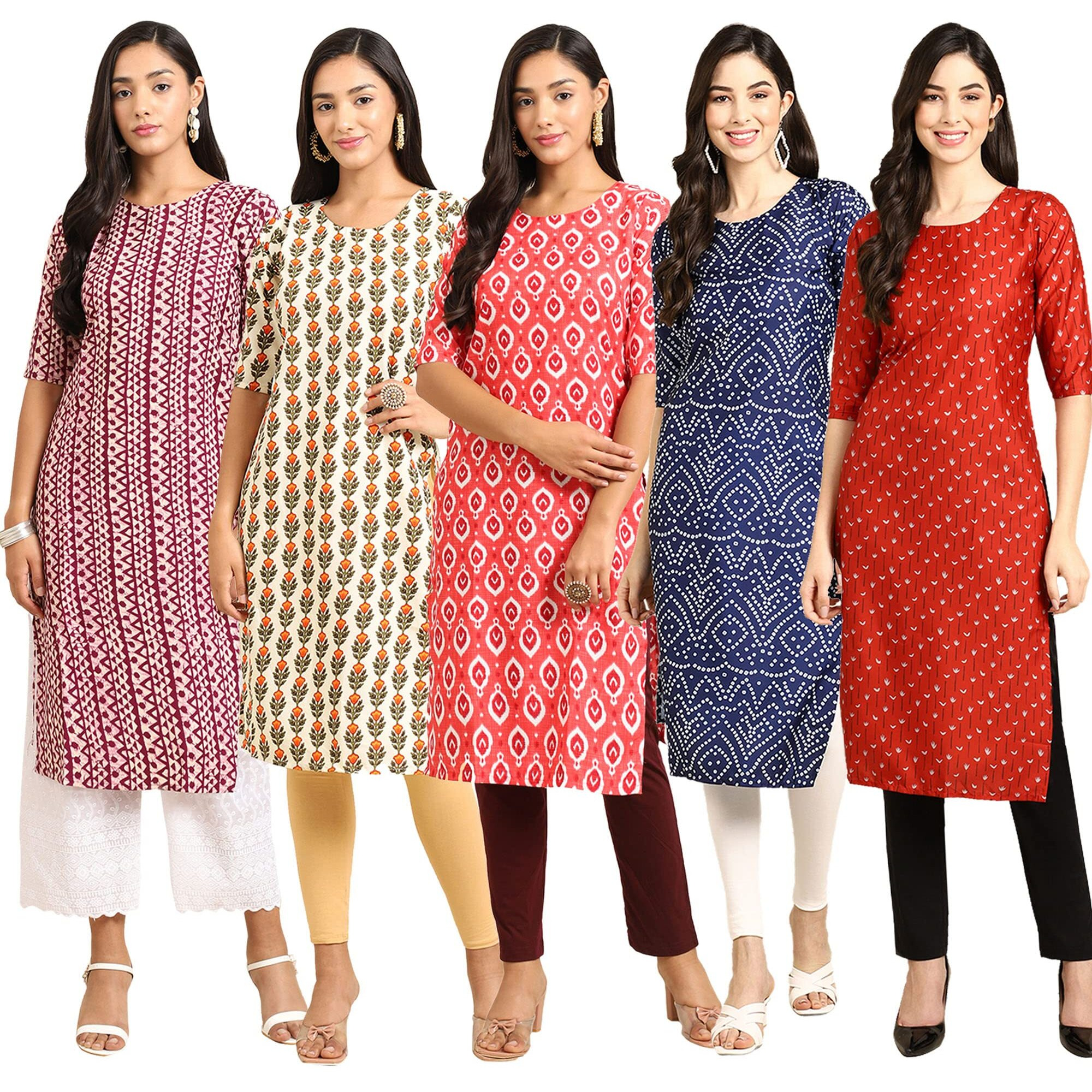 Pinkmint Women's Crepe Digital Print Straight Kurta (R-347-352-346-366-370-M)