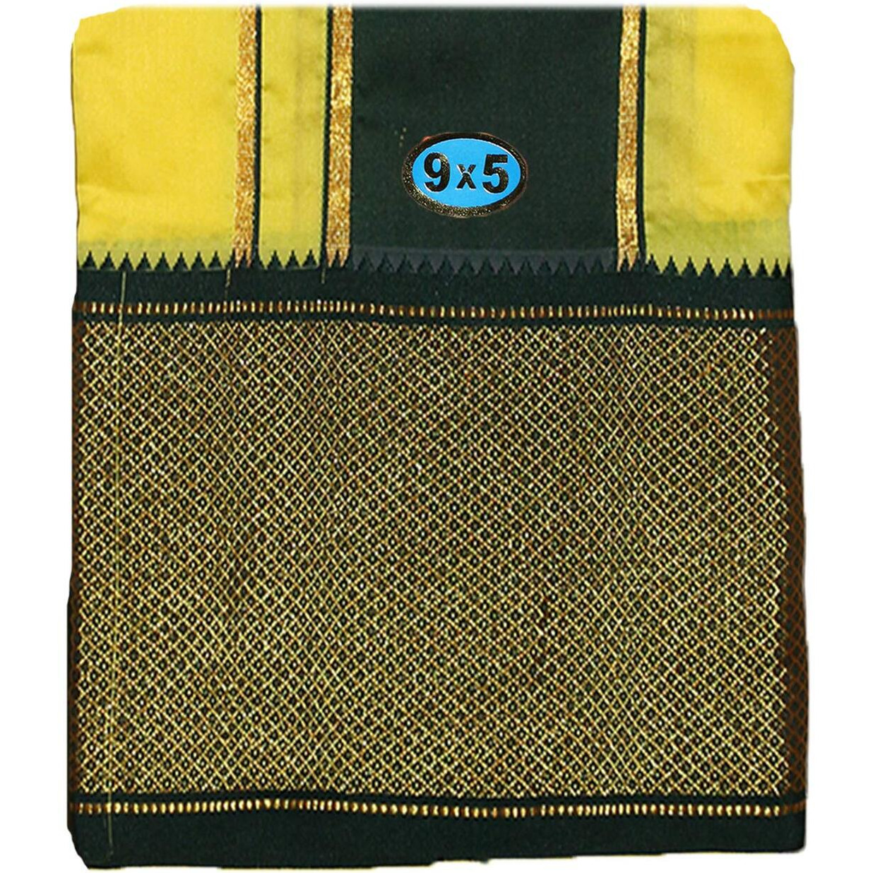 Prakasam Cotton Brand- Poly Mixing Mens Panjakejam Dhoti & Towel Set (Asha-9X5) (Yellow)