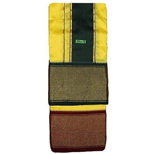 Prakasam Cotton Brand- Poly Mixing Mens Panjakejam Dhoti & Towel Set (Asha-9X5) (Yellow)