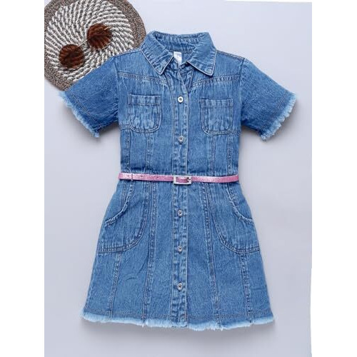 Naughty Ninos Blue Cotton Denim Shirt Dress(Nn00896Drs-1112)