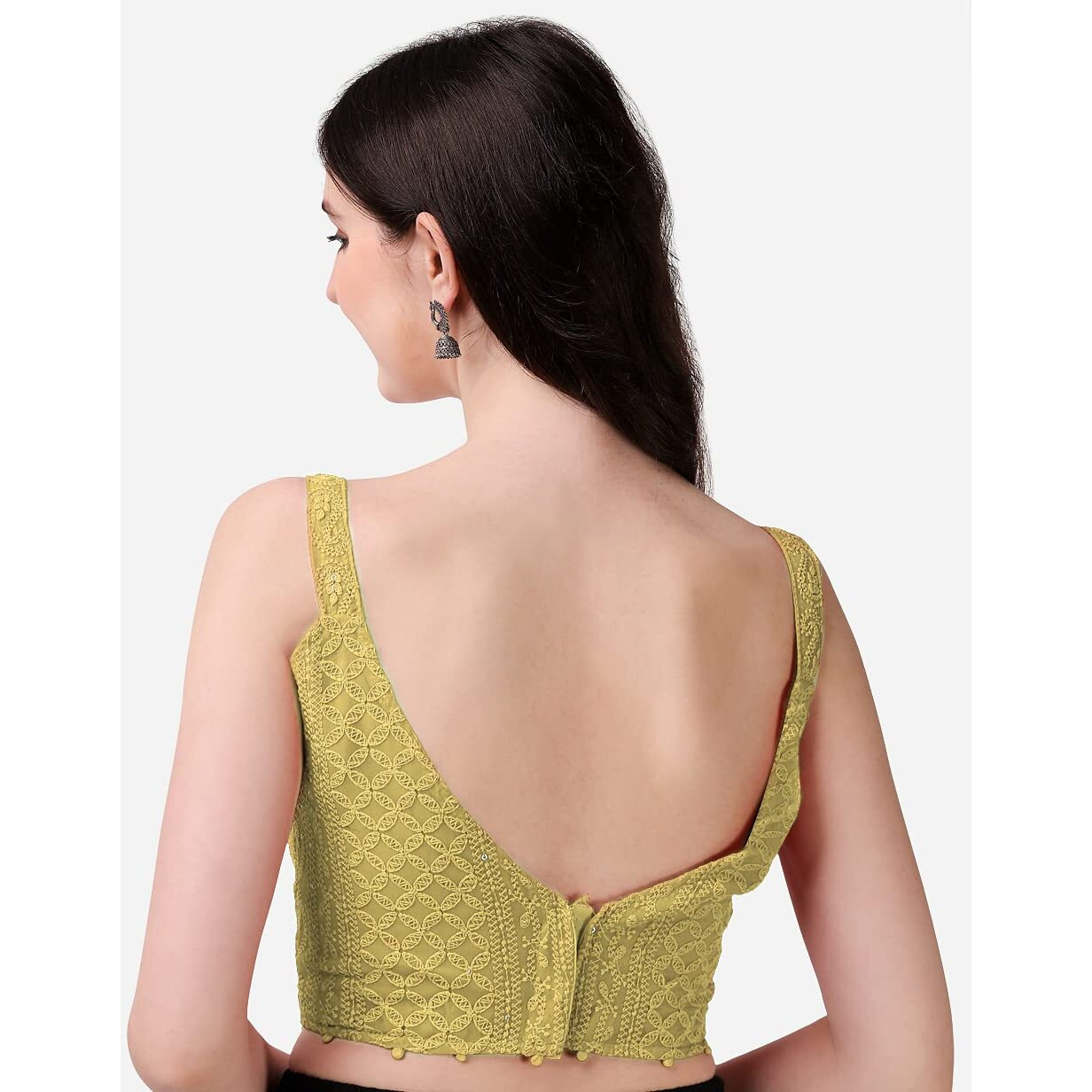 Pujia Mills Women's Georgette Solid Sleeveless Regular Blouse