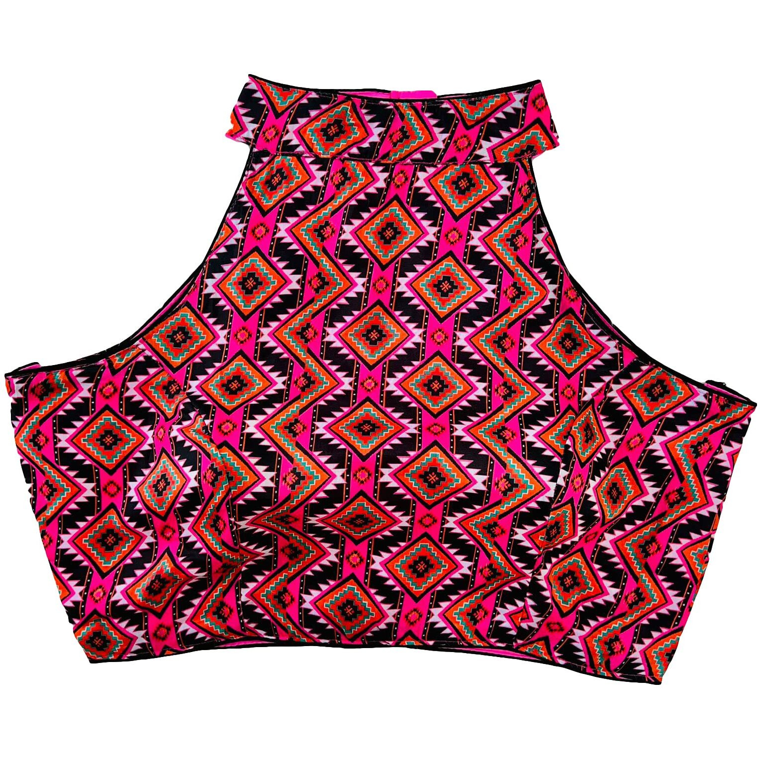 Pujia Mills Womens Readymade Halter Neck Sleeveless Printed Saree Blouse.(Halter Neck Print Pink_38)