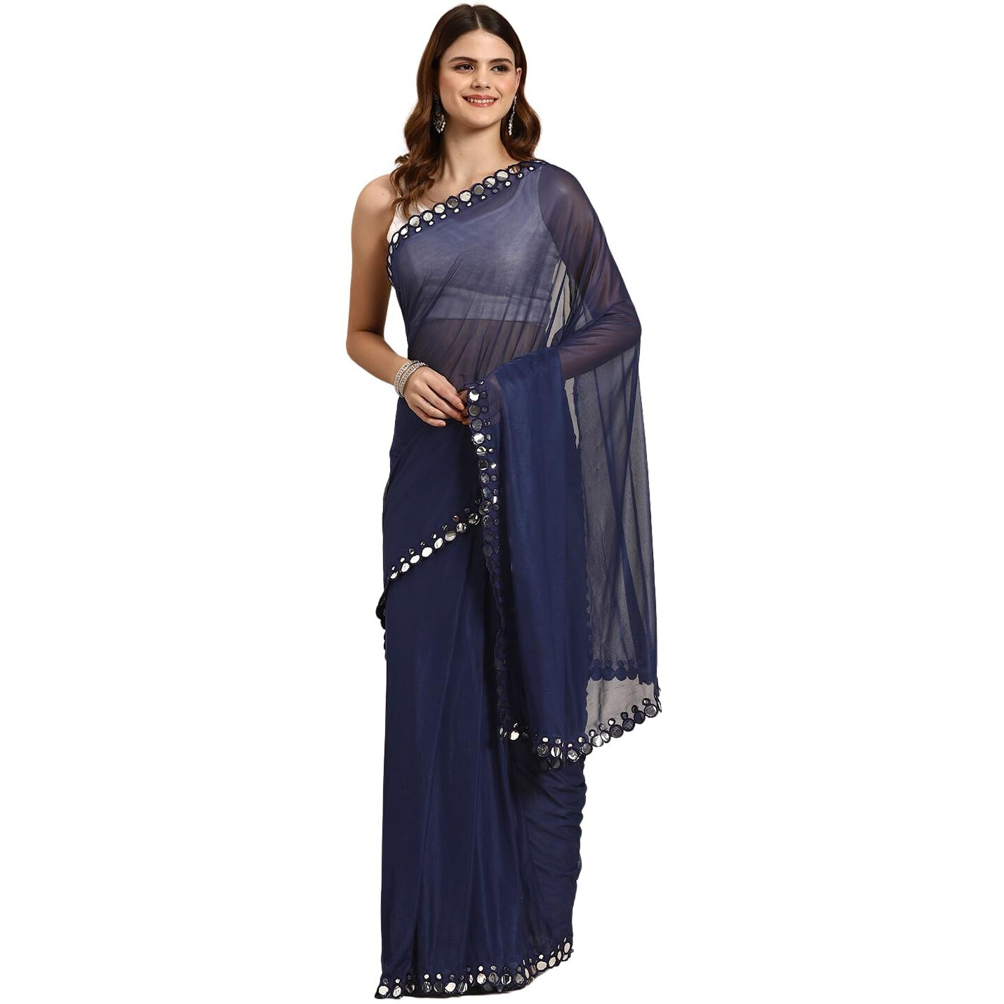 Shiv Textiles Saree For Women (L1-Navyblue)