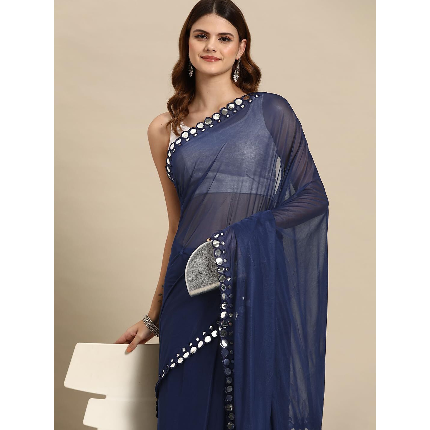 Shiv Textiles Saree For Women (L1-Navyblue)