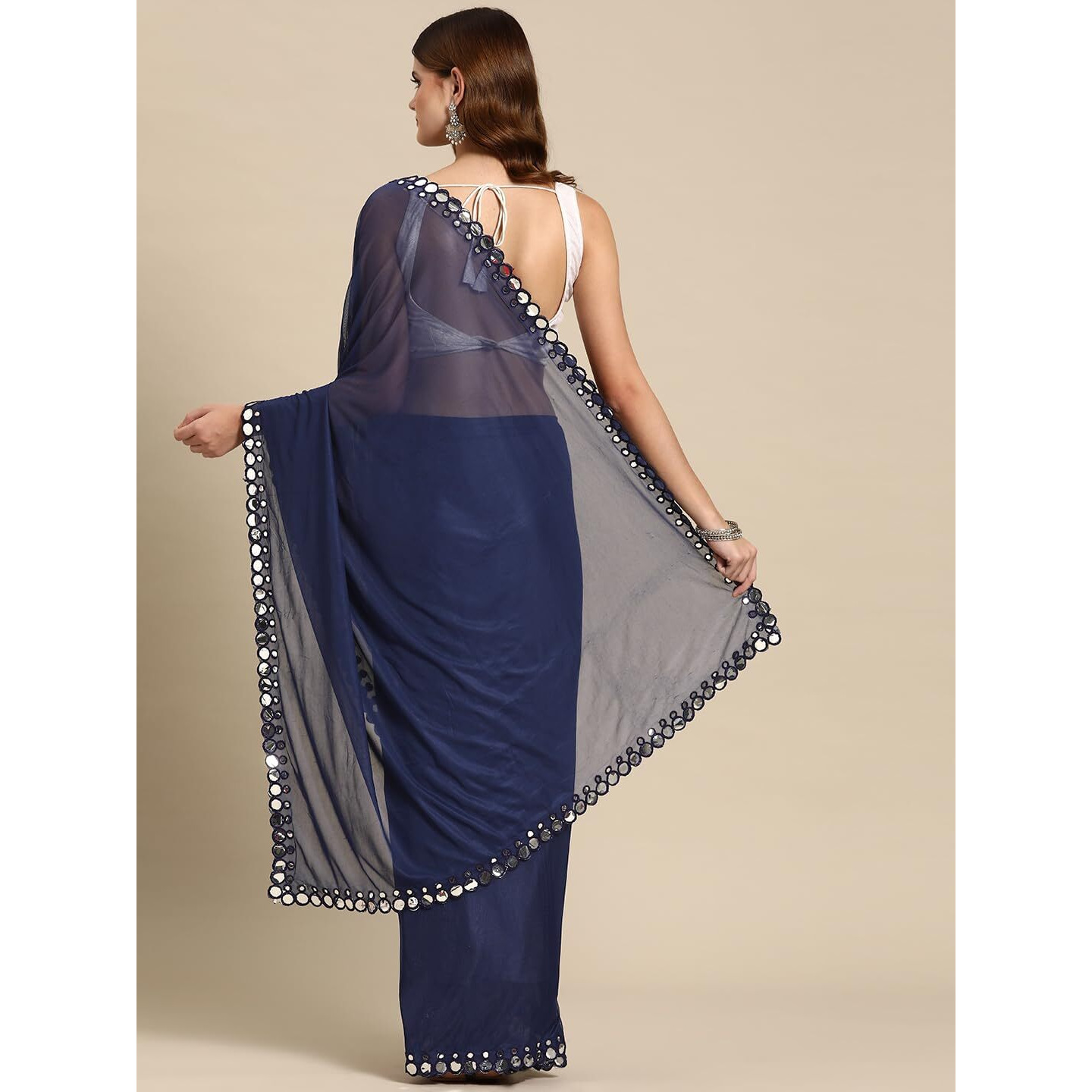 Shiv Textiles Saree For Women (L1-Navyblue)