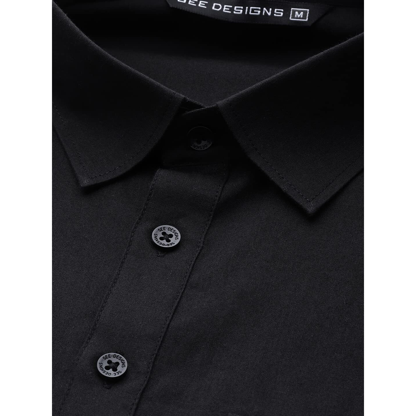 See Designs Men's Solid Cotton Curved Hemline With Shirt Collar Black Full Sleeve Pathani Kurta With Salwar - Sdkt600Xs