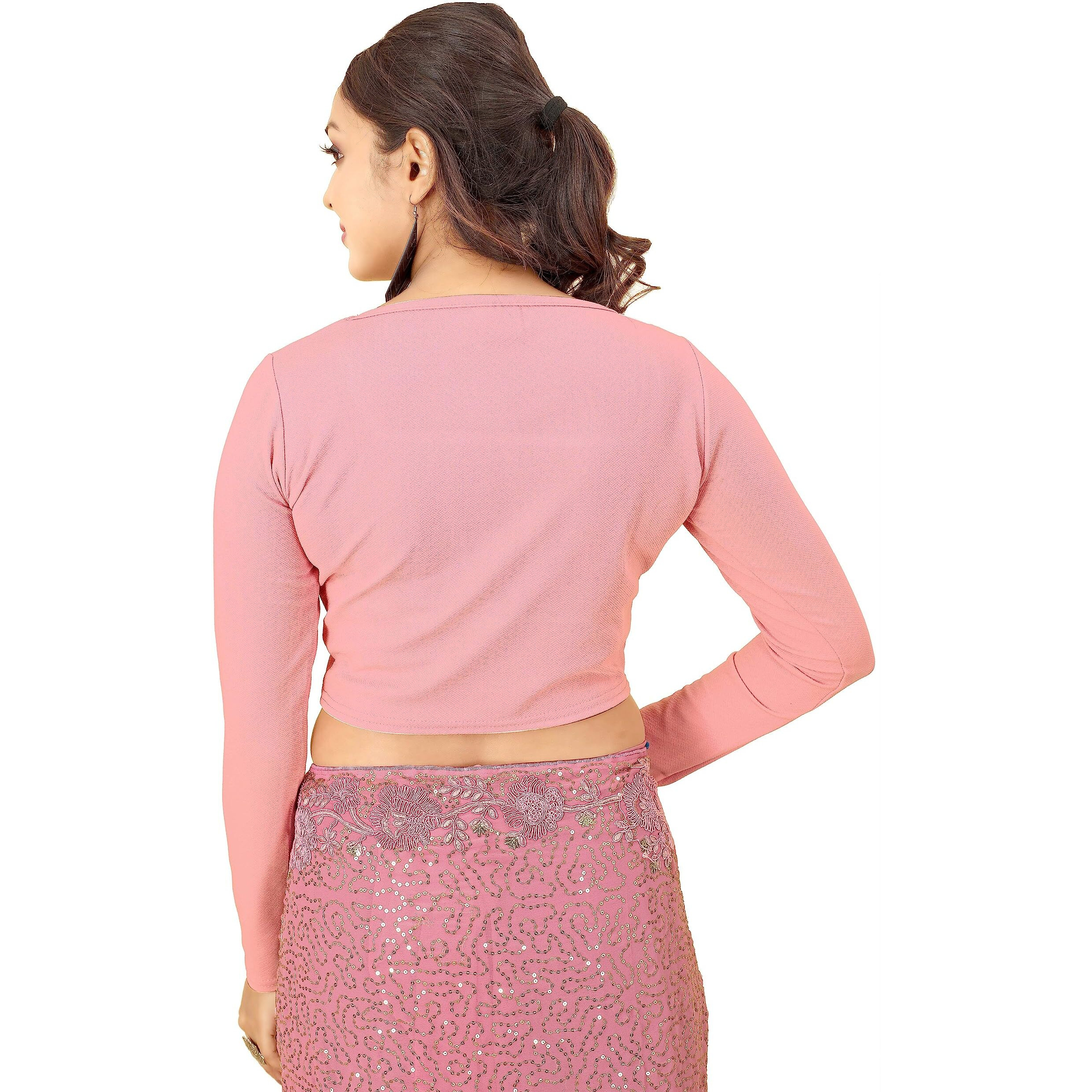 Shasmi Pink Women's Ruched Bust Solid Blouse For Women (Blouse 17 Light Pink M)