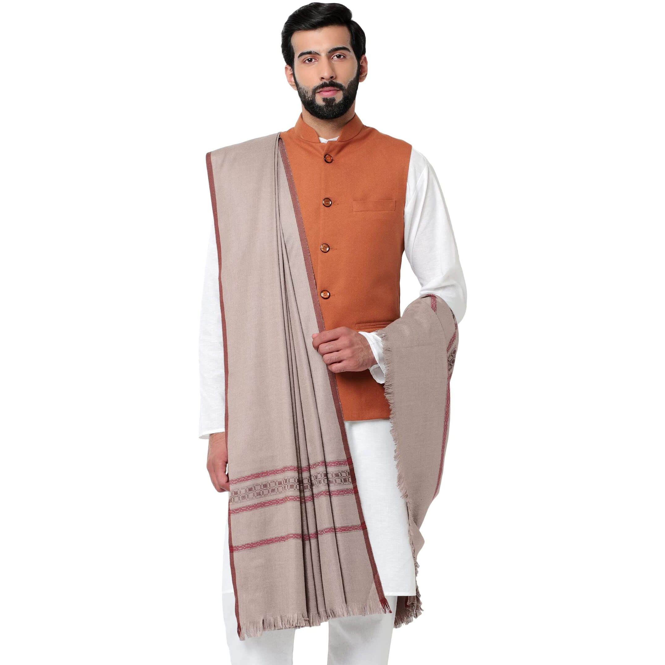 Weavers Villa Men's Wool Stole, 115Cm X 225Cm