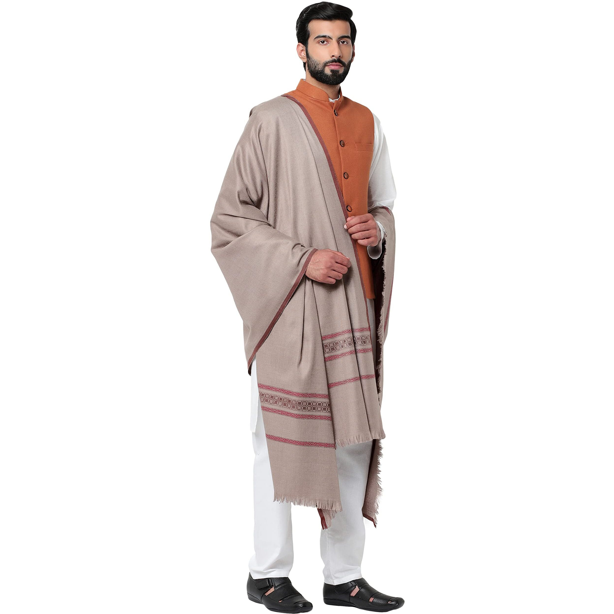 Weavers Villa Men's Wool Stole, 115Cm X 225Cm