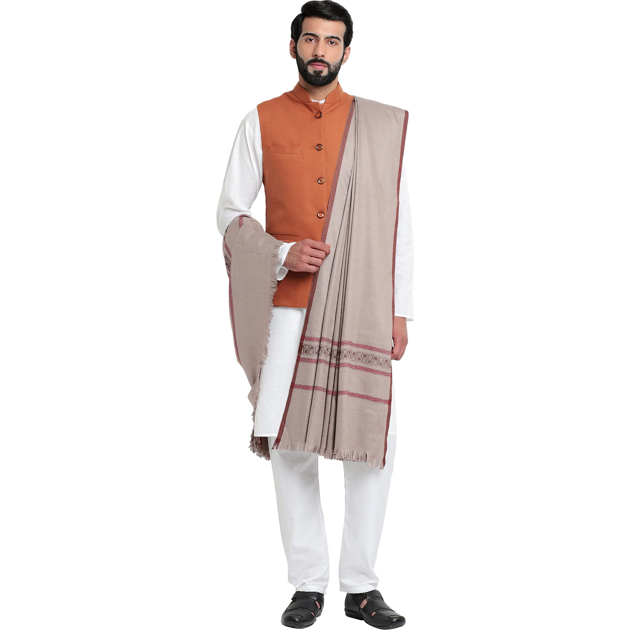 Weavers Villa Men's Wool Stole, 115Cm X 225Cm