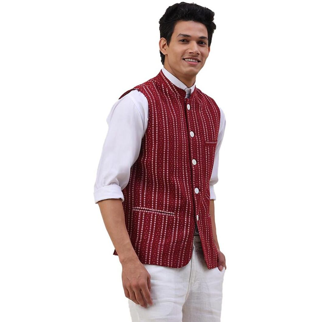 Fabindia Men's Nehru Jacket (20028441_Maroon