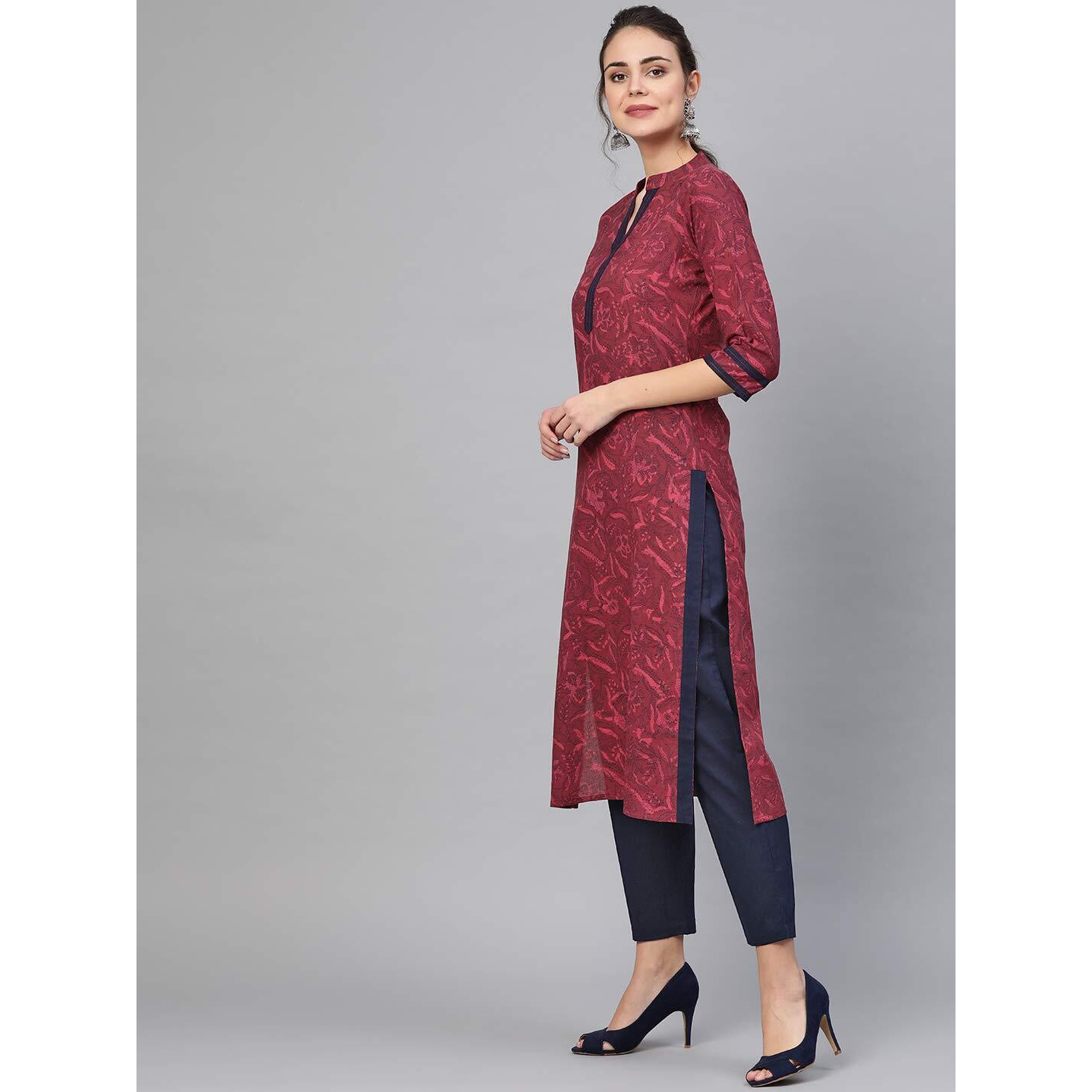Idalia Wine Printed Kurta Set