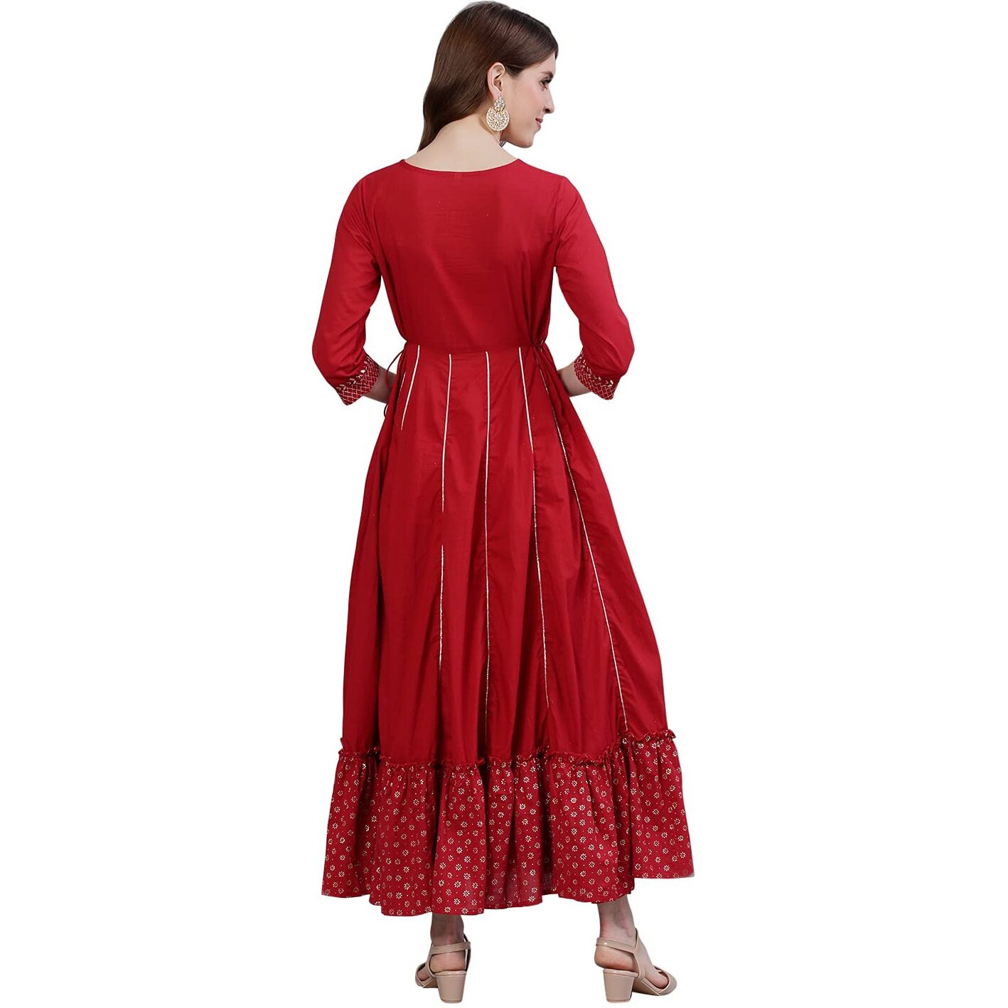 Ishin Women's Viscose Rayon Anarkali Embellished Kurta Xykpmmp-8051_M_Red