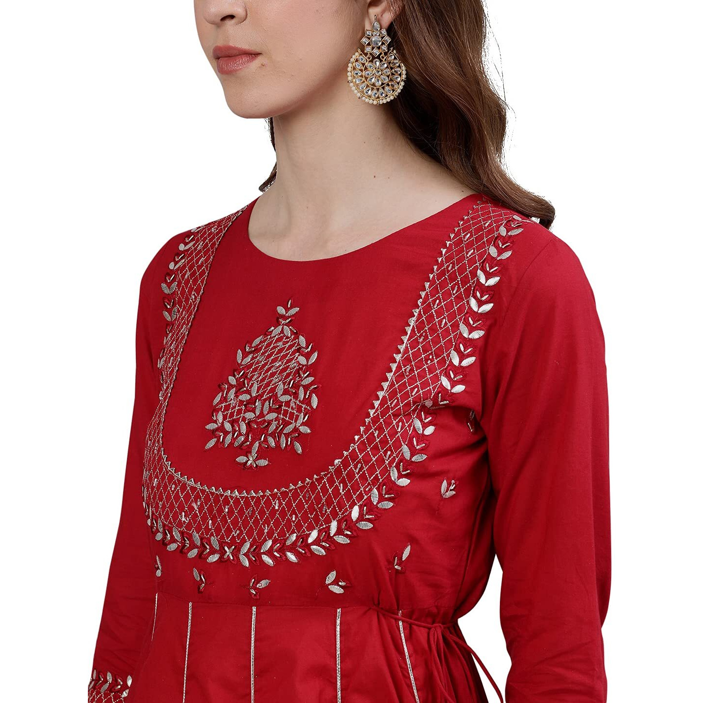 Ishin Women's Viscose Rayon Anarkali Embellished Kurta Xykpmmp-8051_M_Red