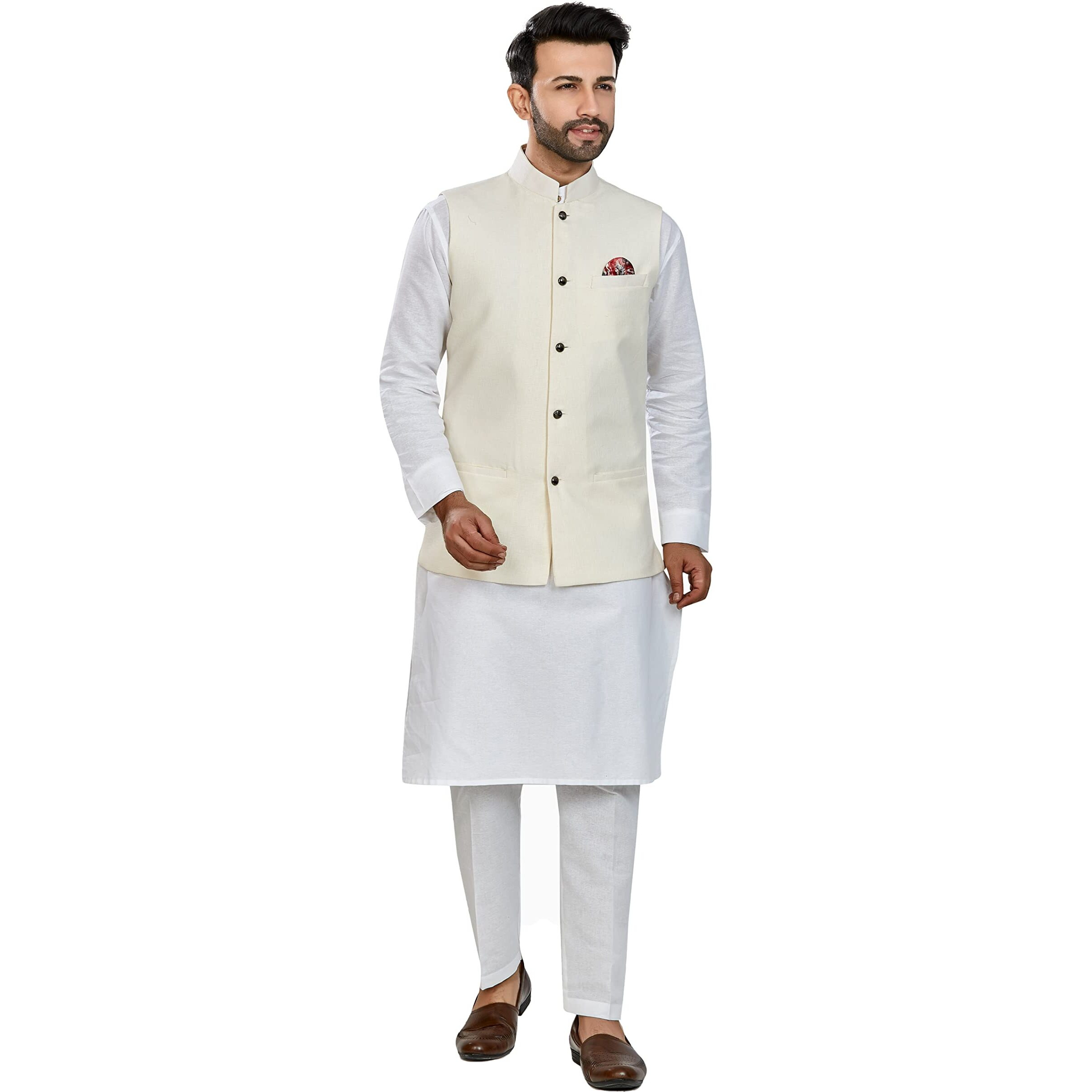 Be Active Men's Linen Blend Nehru Jacket With Mandarin Collar || Ethnic Koti For Men || Men Koti Formal|| Men Koti Wedding (Rfkt0001-10 (Grey)-Xxl)