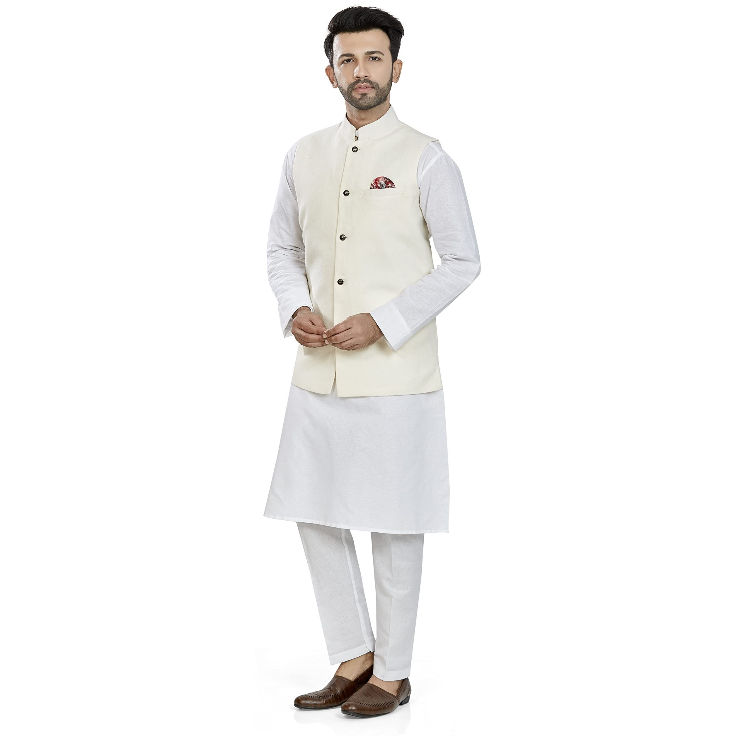 Be Active Men's Linen Blend Nehru Jacket With Mandarin Collar || Ethnic Koti For Men || Men Koti Formal|| Men Koti Wedding (Rfkt0001-10 (Grey)-Xxl)
