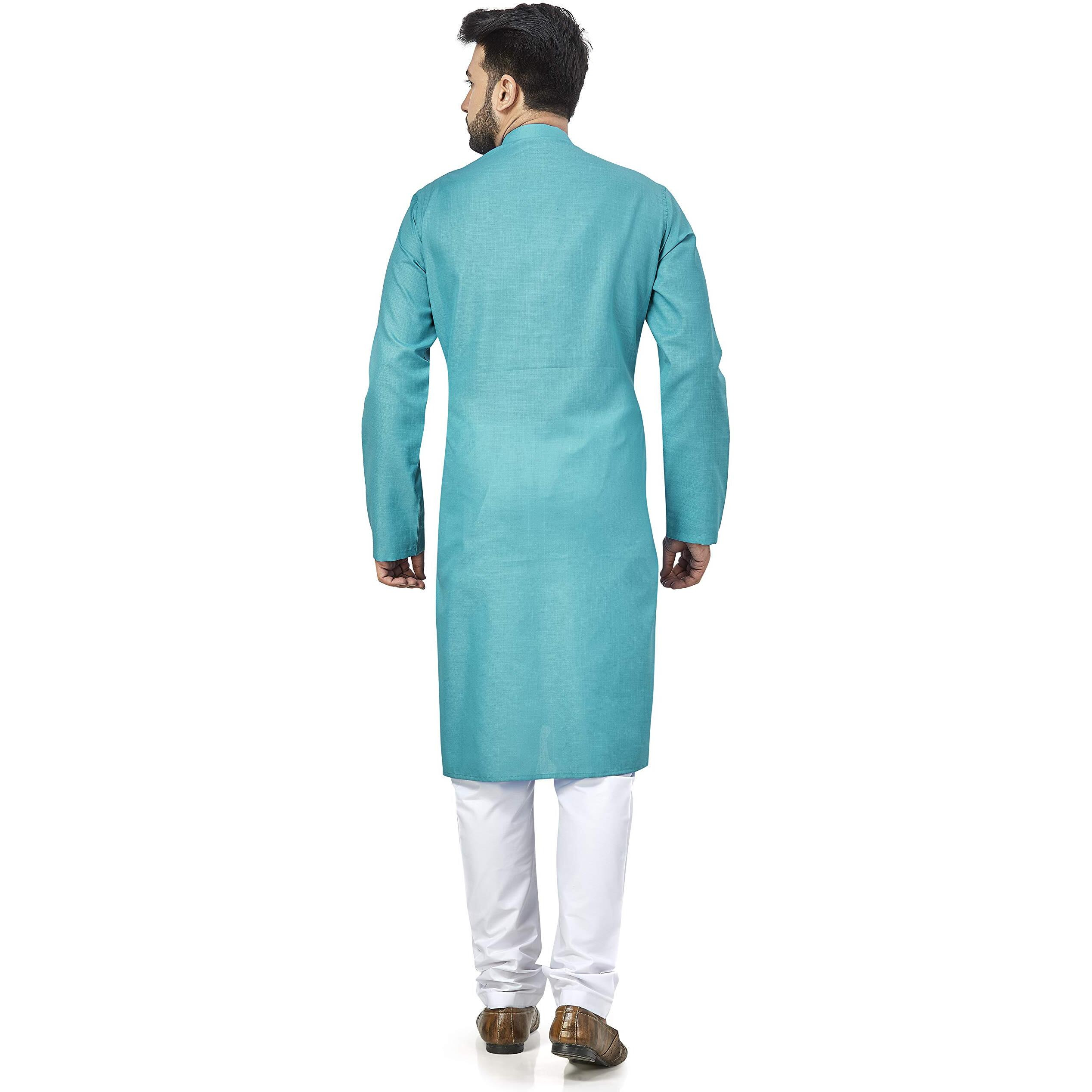 Be Active Men's Cotton Solid Regular Fit Kurta (Rfsk0001 28-L_Green-2_L)