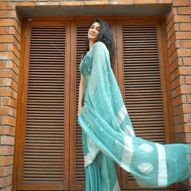 Flosive Women's Cotton Woven Soft Silk Saree With Blouse Piece Multicolor (Sky)