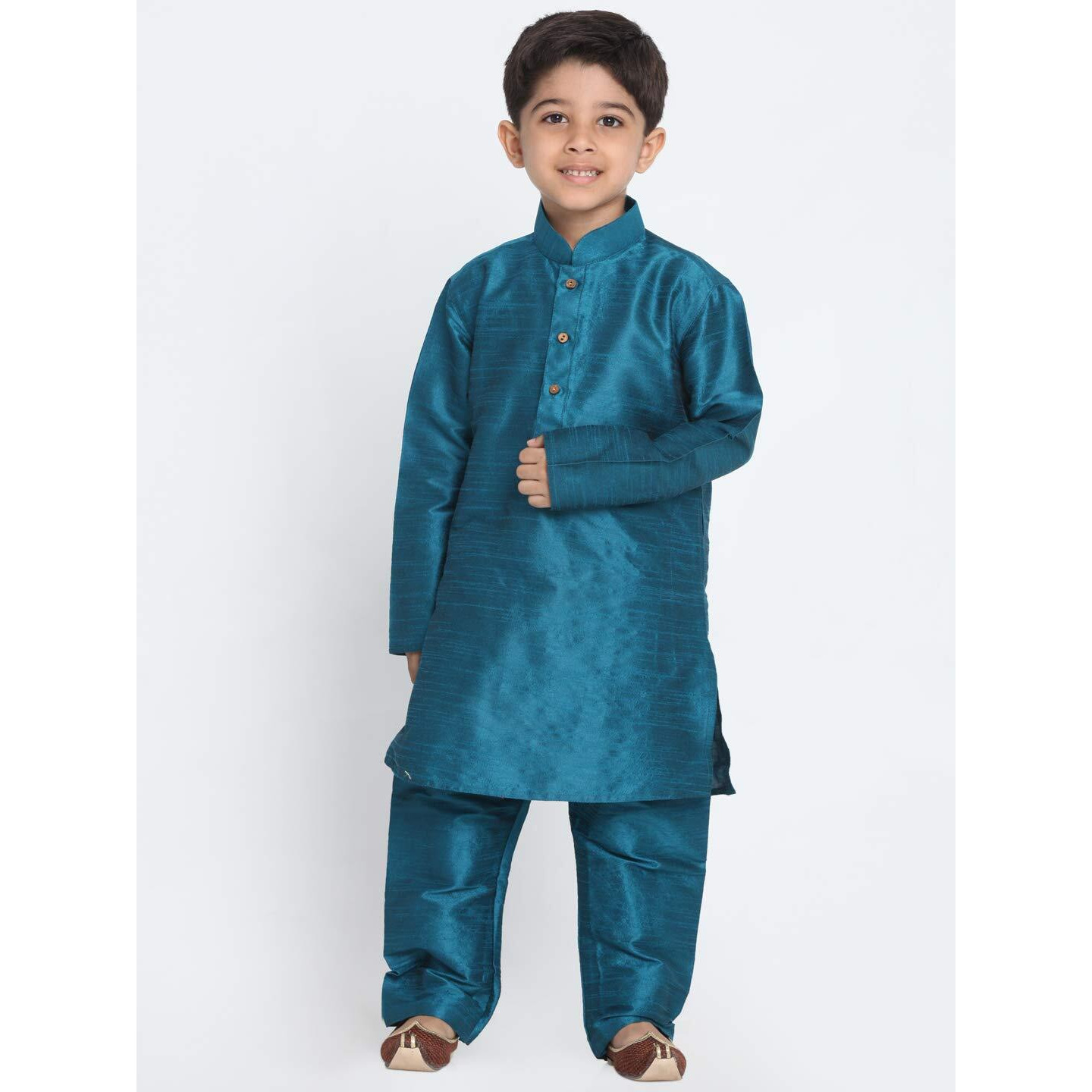 Jbn Creation Boys' Turquoise Silk Blend Kurta And Pyjama Set_Vasbktq001Nptq_32