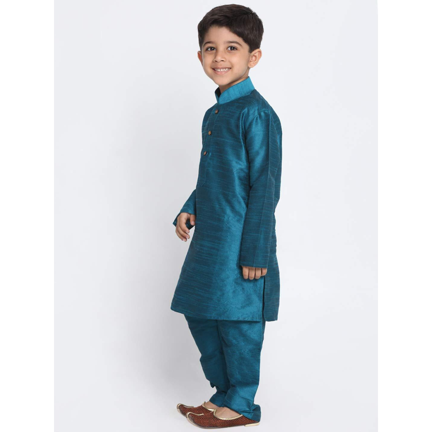 Jbn Creation Boys' Turquoise Silk Blend Kurta And Pyjama Set_Vasbktq001Nptq_32