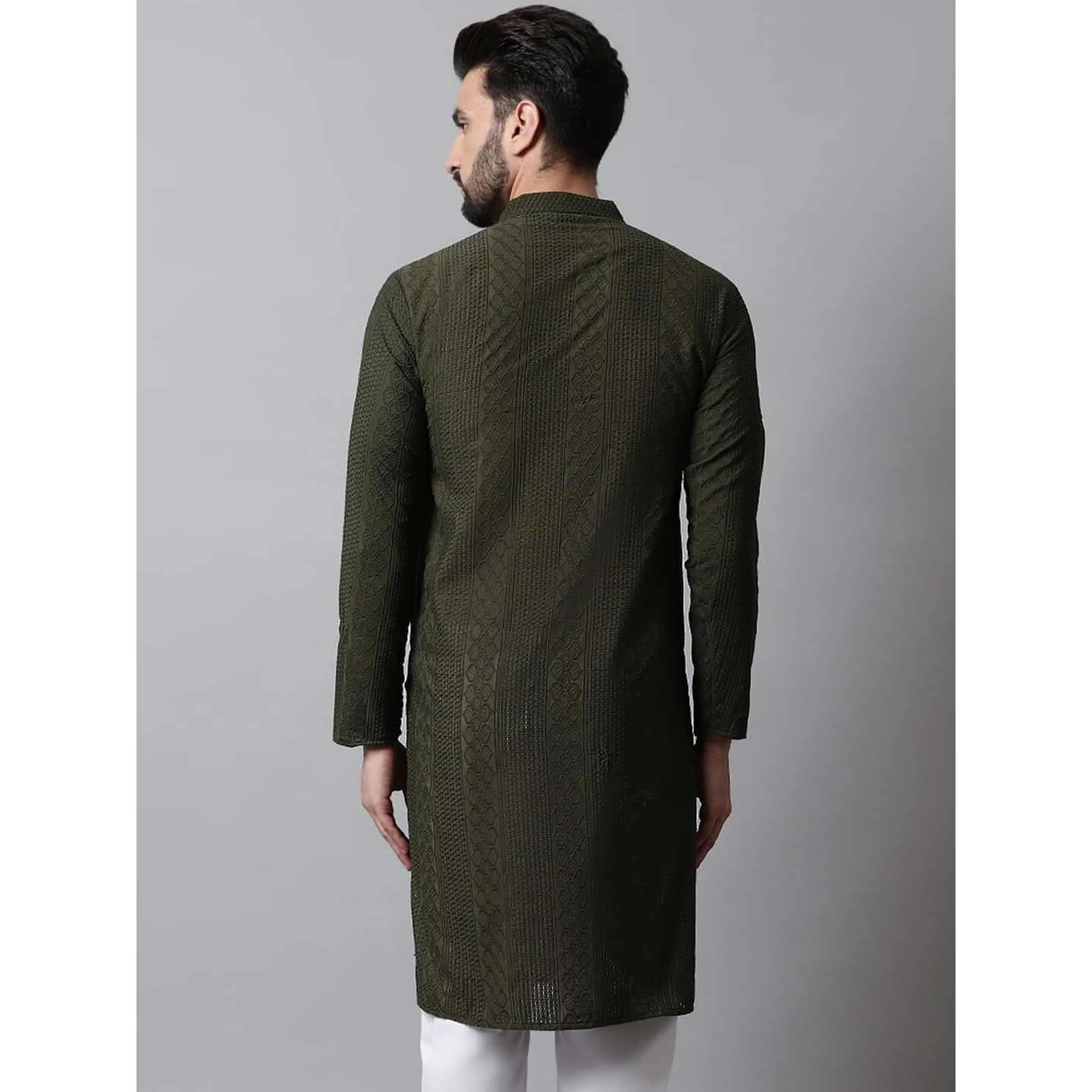Jompers Men's Embroiderd Kurtas (Olive, S)
