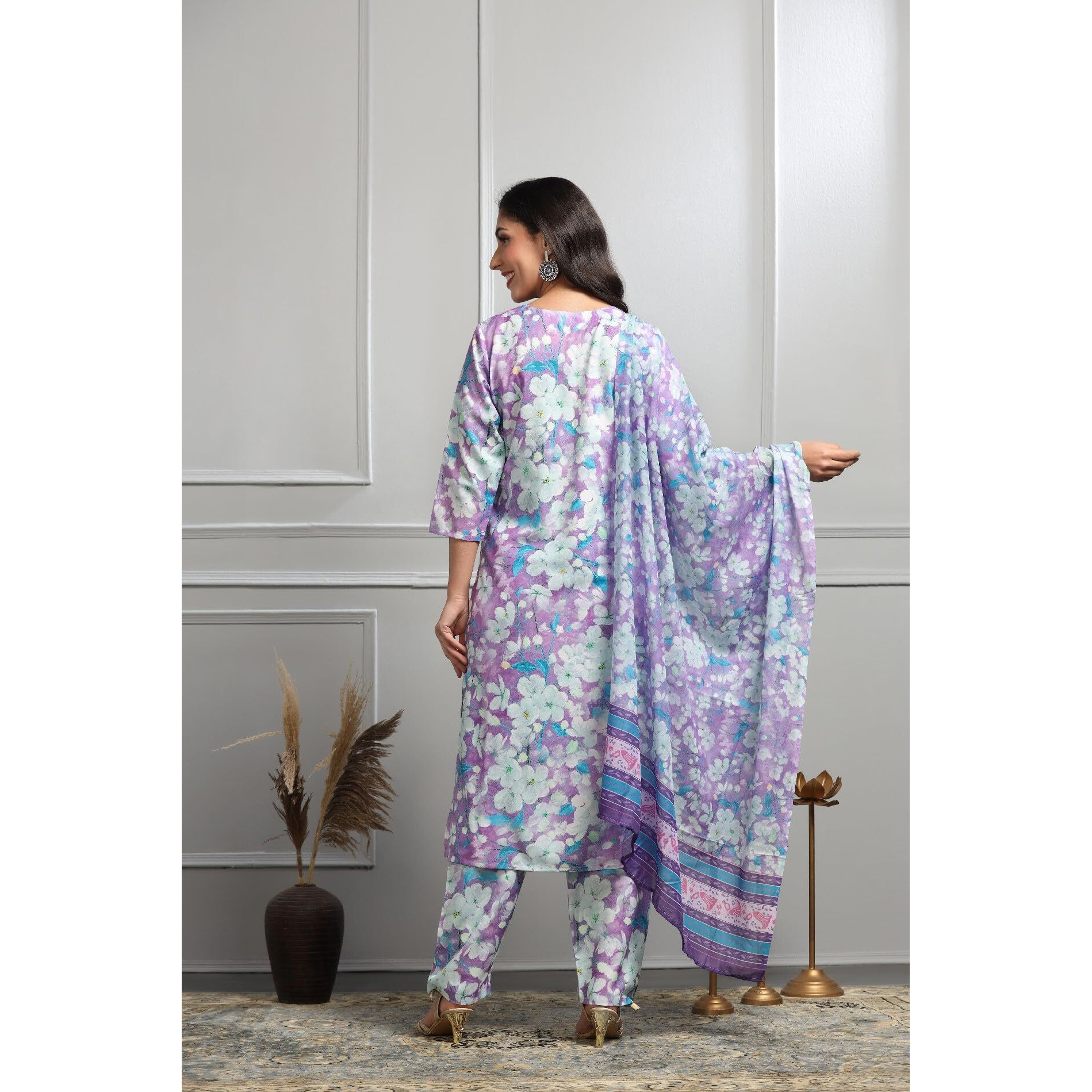 Om Sai Latest Creation Women Cotton Blend Fancy Kurta Set Regular Fit Printed (Oslc-K2738&P160&D99_Purple_2Xl)