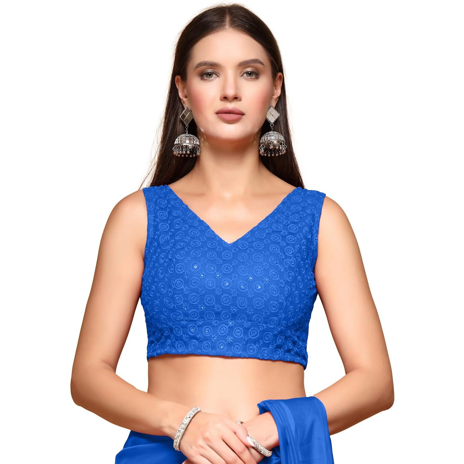 Oomph Readymade Blouse For Women, Cotton, Sleeveless, V-Neck, Rbbl607