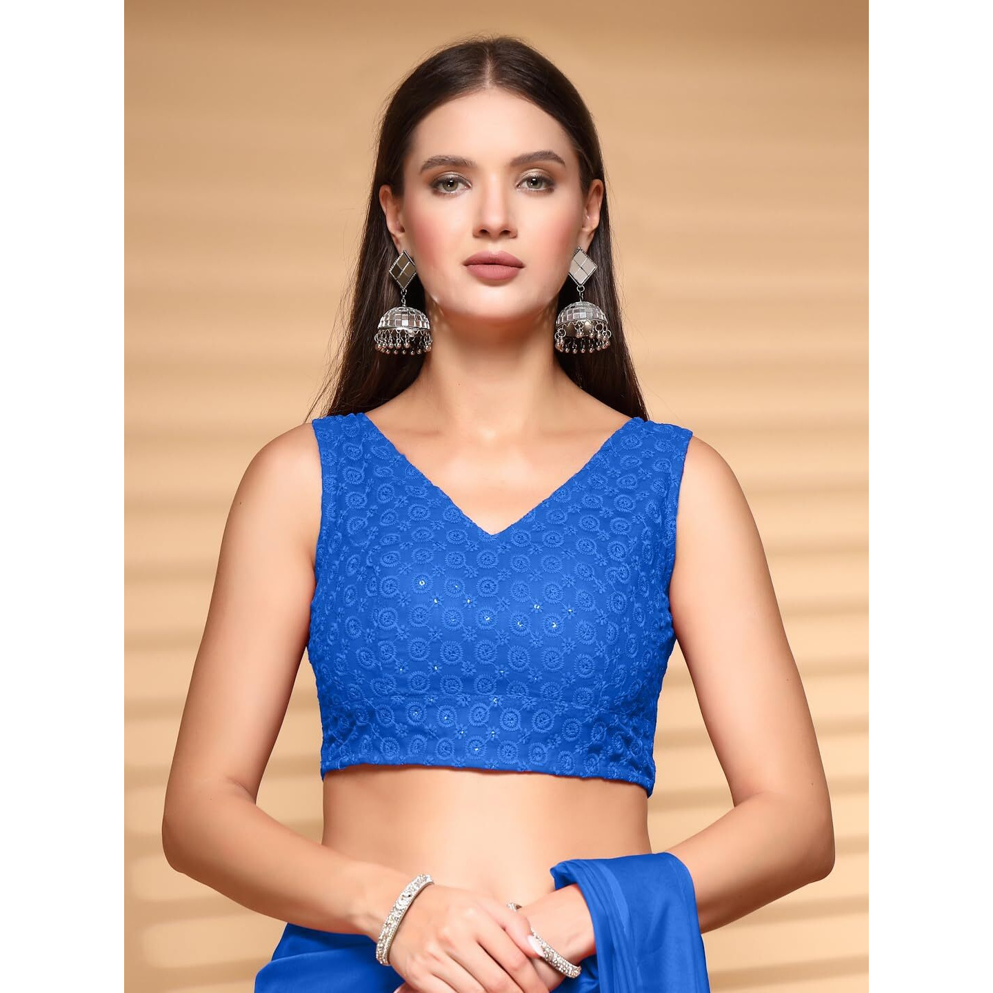Oomph Readymade Blouse For Women, Cotton, Sleeveless, V-Neck, Rbbl607