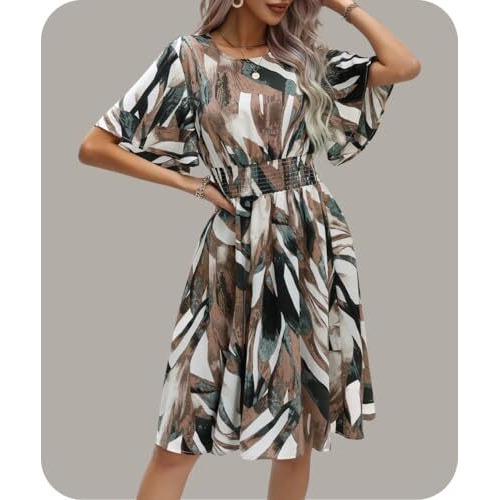 Leriya Fashion One Piece Dress For Women| Midi Dress For Women| Birthday Dress For Women (Large, Brown)