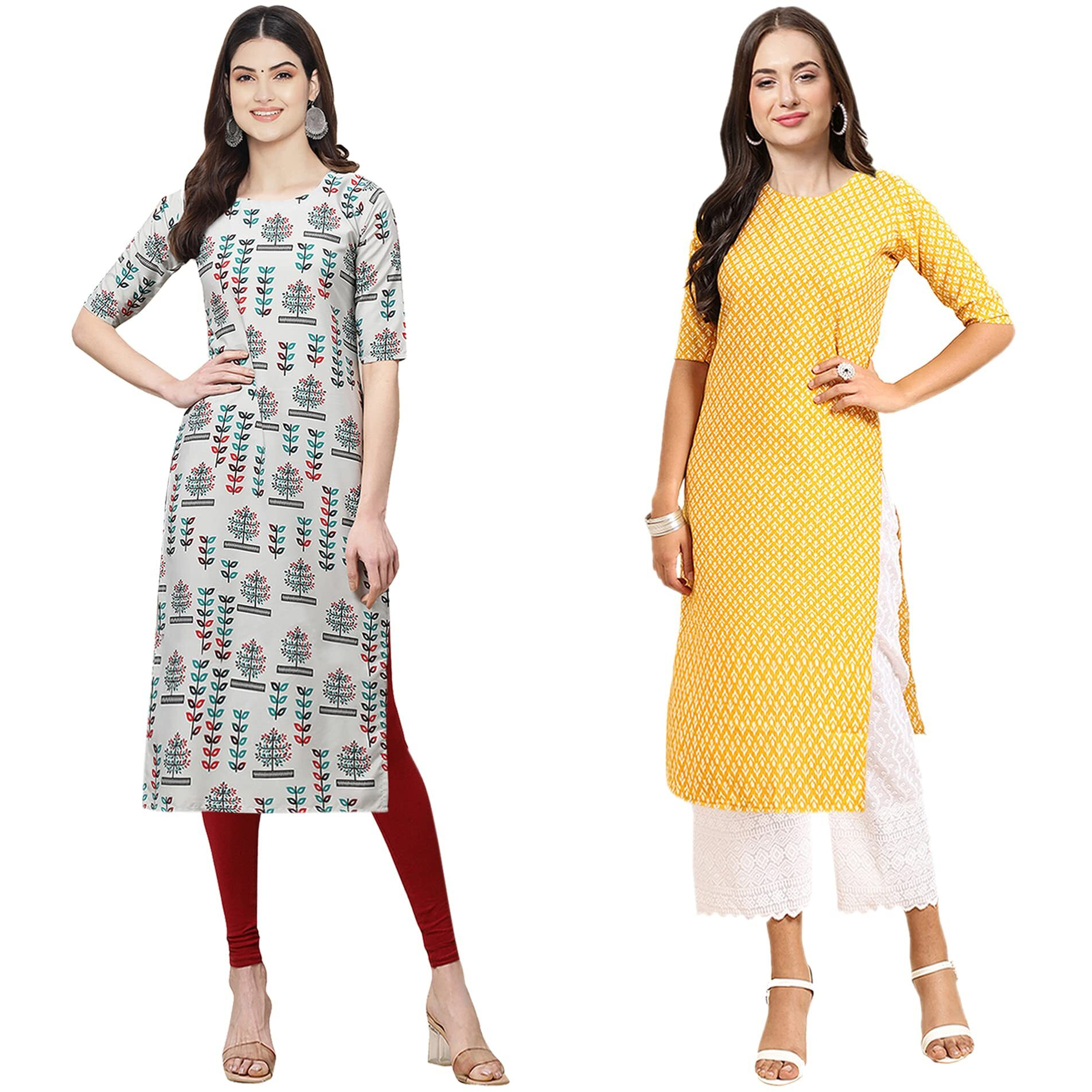 Pinkmint Women's Crepe Digital Print Straight Kurta [Pack Of 2](Av-340-350-Xxl)