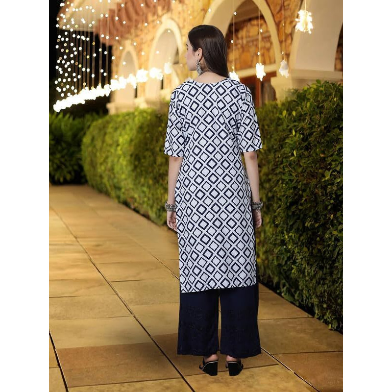 Pinkmint Women's Crepe Kurti Round Neck Straight Kurti For Women Comfortable Kurti Regular Wear Kurti For Women's (Pack Of 6)