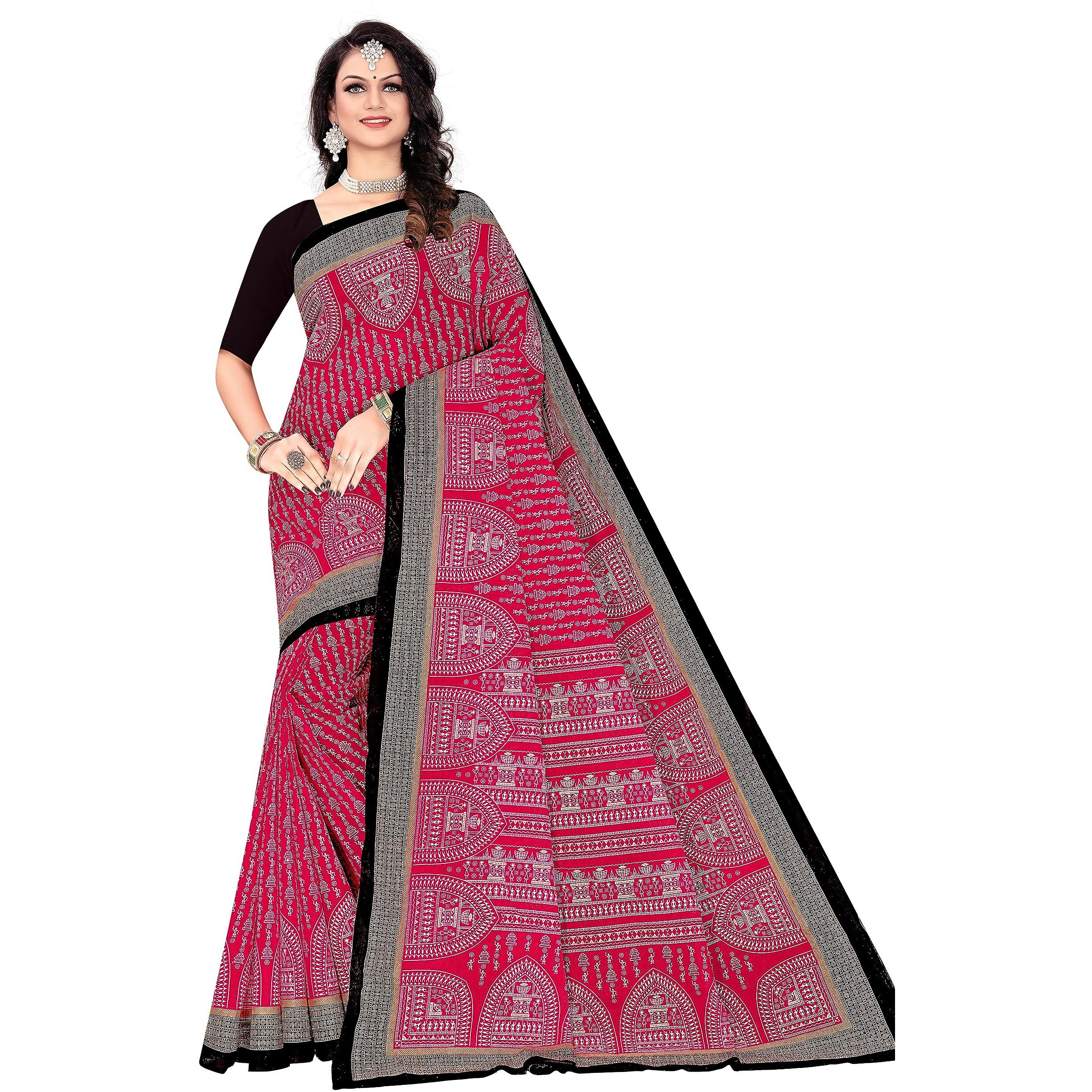 Tamaira Fashion Women's Plain Weave Pure Cotton Saree Without Blouse Piece(11232_Pink)