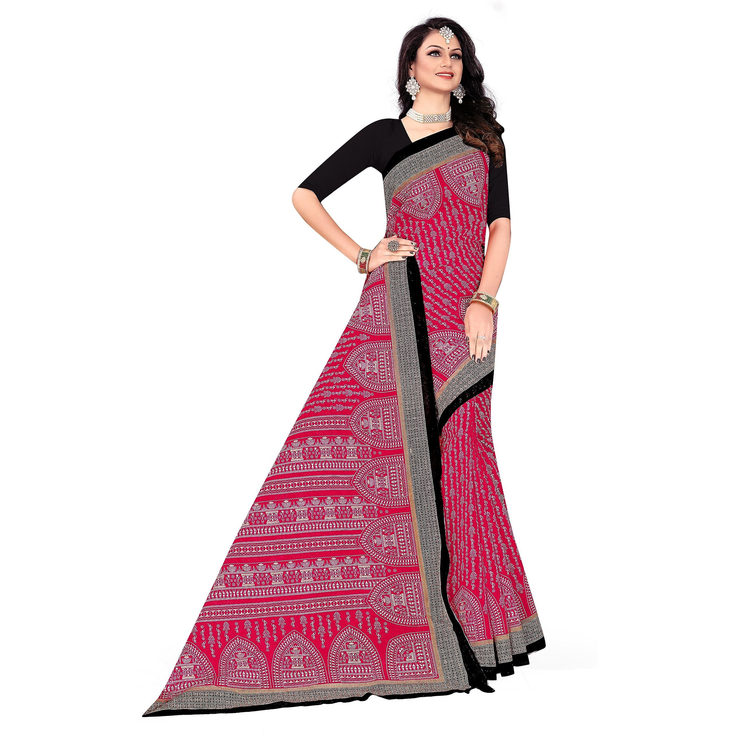 Tamaira Fashion Women's Plain Weave Pure Cotton Saree Without Blouse Piece(11232_Pink)