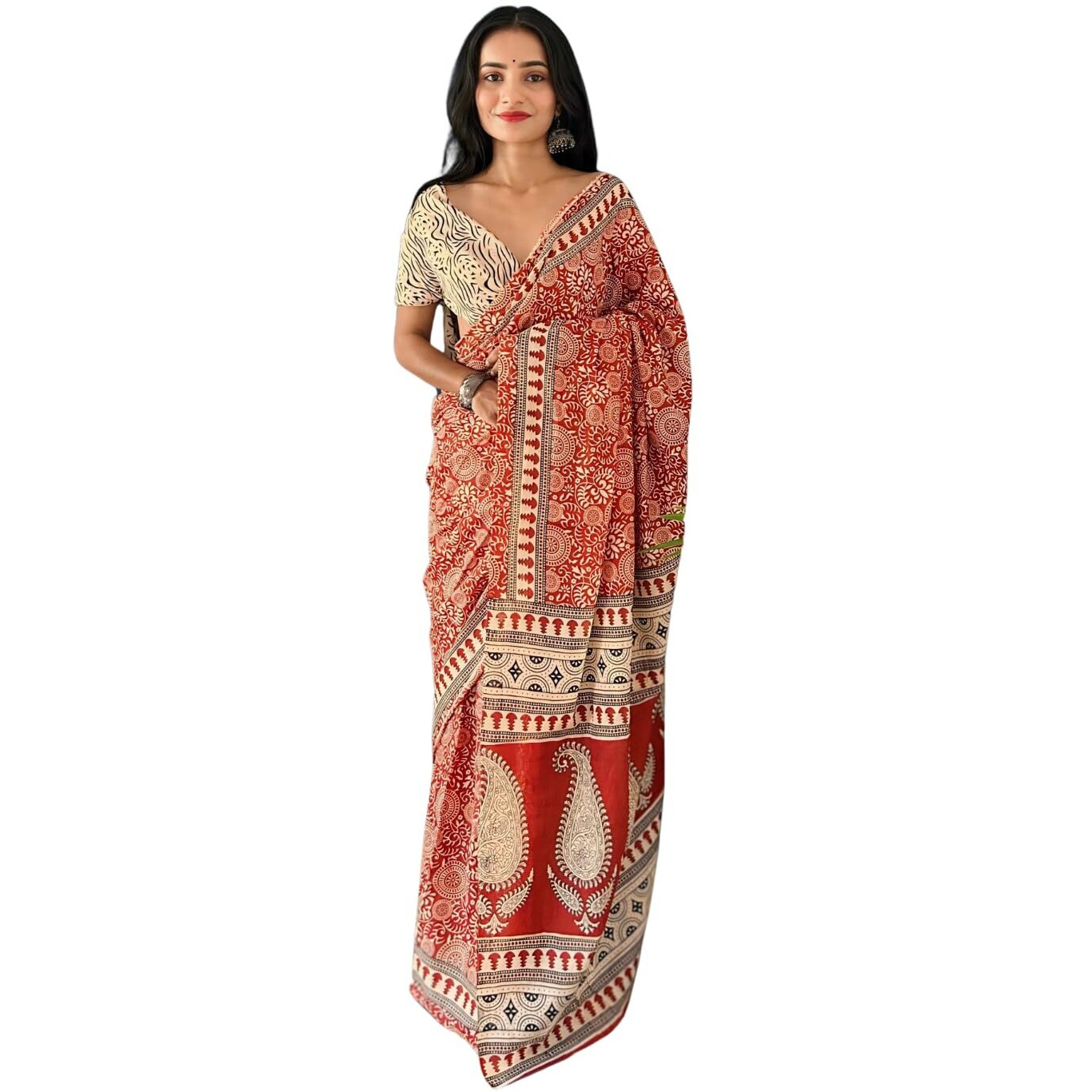 Shiv Textiles Cotton Printed Saree For Women.(Smc-St-240-Red)