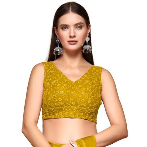 Oomph Readymade Blouse For Women, Cotton, Sleeveless, V-Neck, Rbbl614