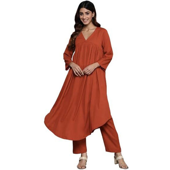Varanga Women Empire Gathered Detail A Line Kurta With Trouser