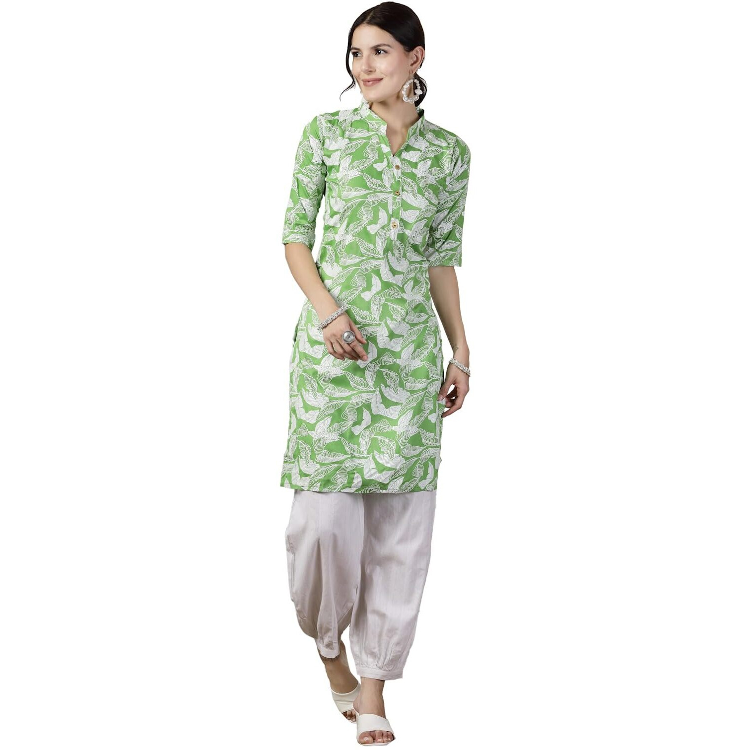 Stylum Women's Paisley Printed Rayon Straight Kurta (Greenparle40_Green, L)