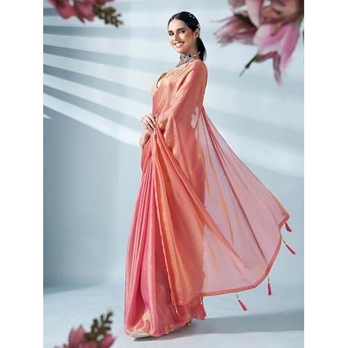 Womanista Women's Jimmychoo Two Tone Saree With Un-Stitched Blouse