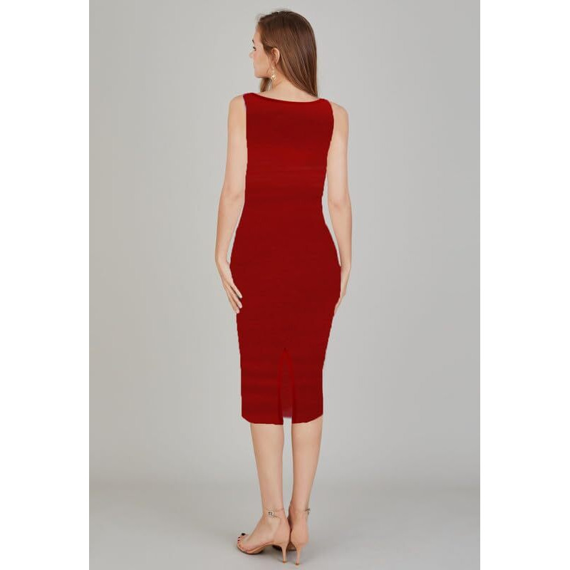 Toochki Women's Lycra Below The Knee Bodycon (Toochki250-Dr-A-/M_Red