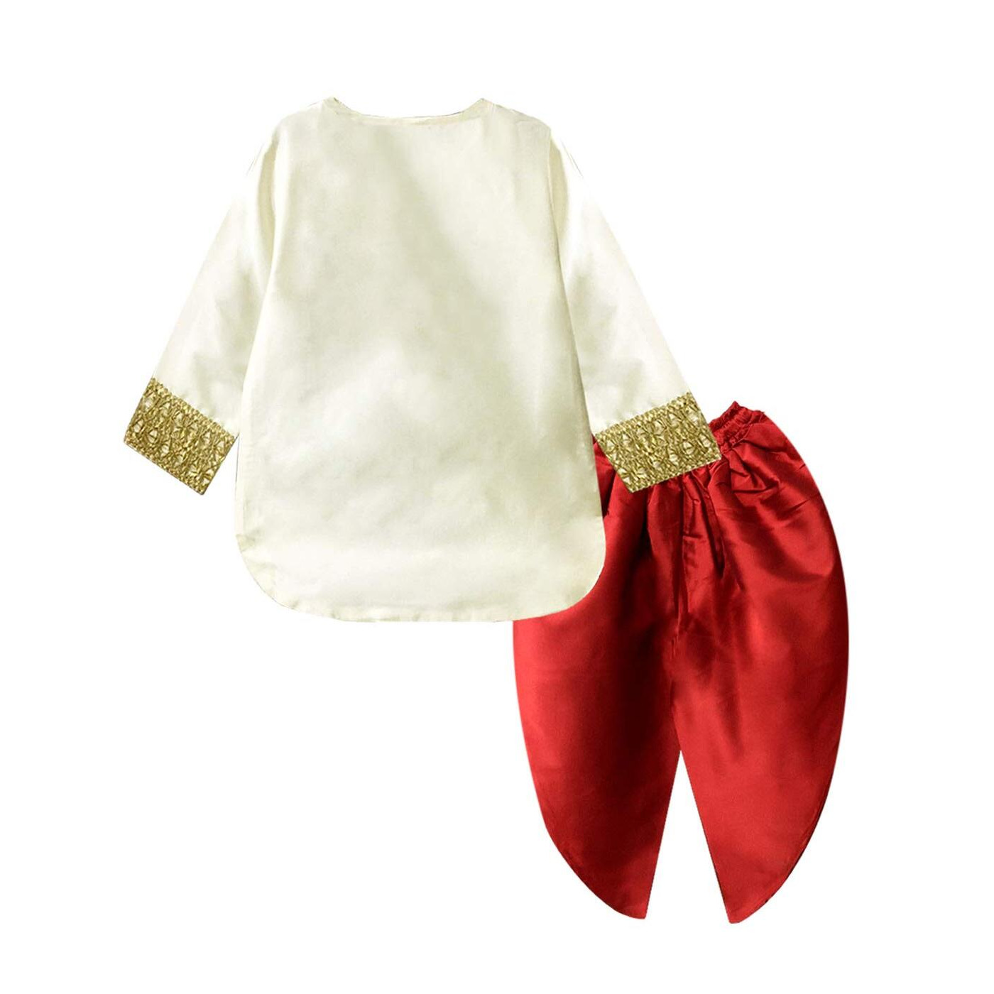 A.T.U.N. All Things Uber Nice Girl's Synthetic Straight Salwar Suit (Gkls Shz Ivm_Ivory/Red_13-14 Years)